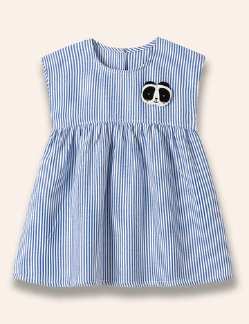 Cute Panda Striped Vest Dress